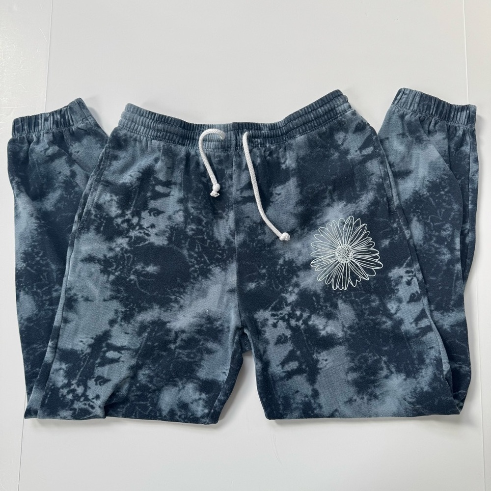 Mighty Fine Blue Tye Dye Denim Look Joggers Sweatpants Medium